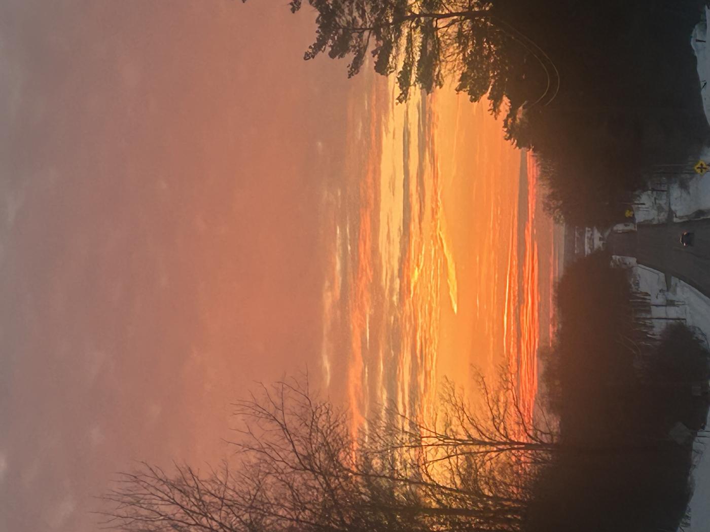 Fiery orange Lake Erie sunset